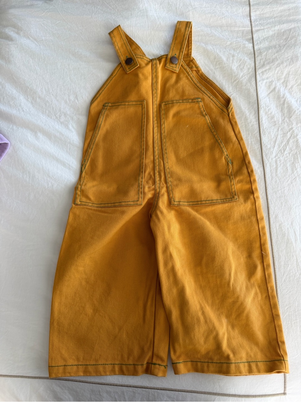 Kids TINY brand Wide-Leg Overalls in Mustard Yellow